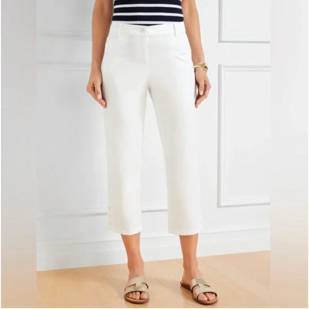 Talbots White Perfect Skimmer Cropped Pedal Pusher Pants Size 8P Casual Mature